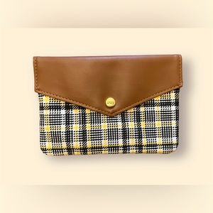 IPSY Faux Tan Leather Houndstooth Print Envelope Pouch | Organizer | Makeup Bag